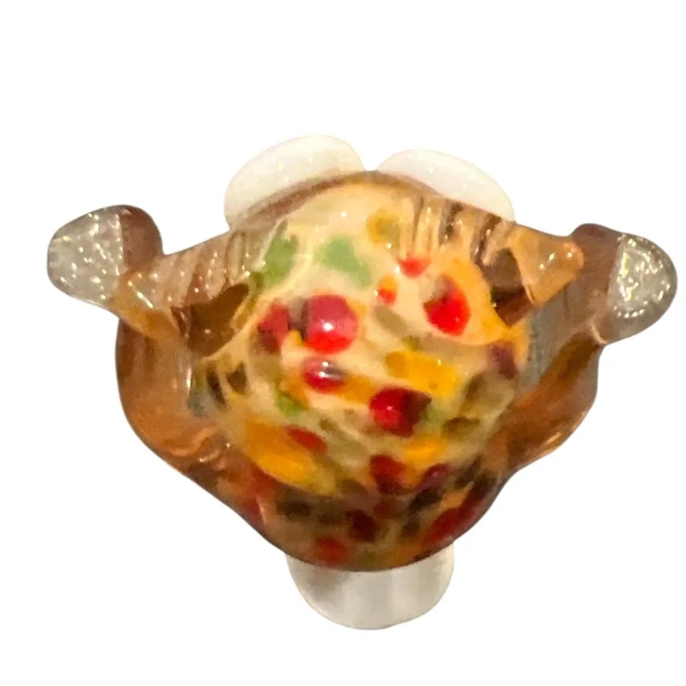 Pier 1 Imports Art Glass OWL Figurine Miniature Hand-Blown Swirls 2” wings up